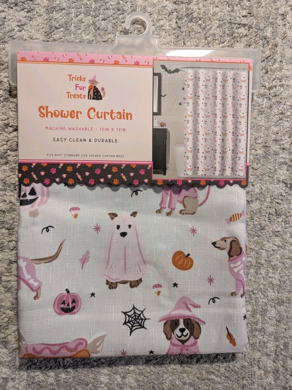 Halloween Dachshund and Friends Print Shower Curtain -72x72in